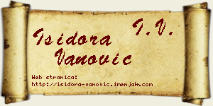 Isidora Vanović vizit kartica